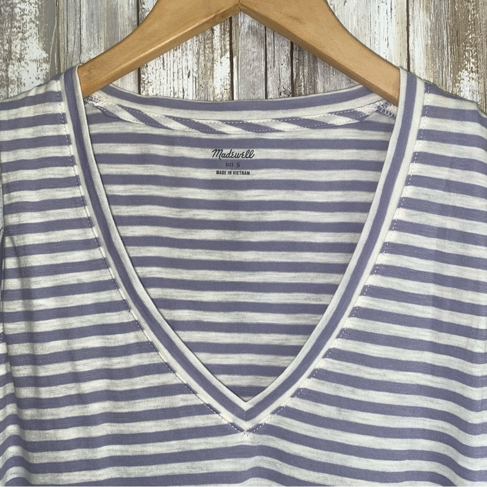 Madewell Striped Tank Top Gray White Sleeveless Cotton Size Small - Picture 3 of 4